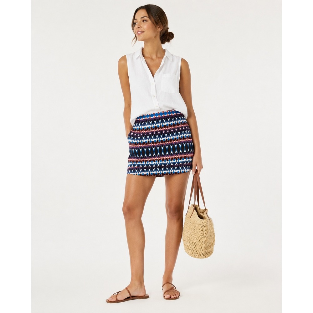J.Crew‎ Womens Geometric Mini Skirt Size 6 Blue Purple Diamond Pique A-Line Boho
